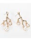 Fashion Golden Geometric Earrings With Pearl Branches And Alloy