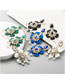 Fashion Blue Alloy Diamond Pearl Ice Flower Earrings
