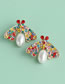Fashion Colour Moth Pearl Alloy Diamond Earrings
