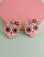 Fashion Pink Diamond Head: Dripping Oil Pearl Flower Earring