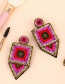 Fashion Purple Long Bead Woven Geometric Earrings
