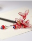 Fashion Red Flower Wooden Hairpin