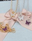 Fashion Gold Plated White Zirconium Copper Plated Butterfly Color Zircon Necklace