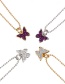 Fashion White Gold And White Zirconium Copper Plated Butterfly Color Zircon Necklace