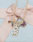 Fashion Gold Plated Zirconium Copper Plated Butterfly Hope Color Zircon Combined Necklace Necklace
