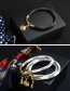 Fashion white Pu Striped Leather Brass Button Plated Solid Gold Bracelet