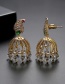 Fashion 18k Gold Copper Inlaid Zircon Pierced Bell Earrings