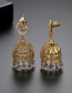 Fashion 18k Gold Copper Inlaid Zircon Hollow Tassel Pearl Pendant Earrings