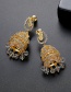 Fashion 18k Gold Copper Inlaid Zircon Hollow Tassel Pearl Pendant Earrings