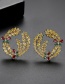 Fashion 18k Gold Copper Bonded Zircon Ear Earrings