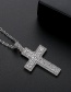 Fashion Platinum Copper Inlaid Zircon Cross Necklace