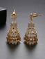 Fashion 18k Gold Copper Inlaid Zircon Flowers: Tassel Bell Earrings