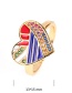 Fashion White Copper Plated Micro Coated Diamond Dripping Oil Love Peach Heart Opening Ring