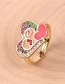 Fashion Colour Tiny Peach Heart Zircon Adjustable Rings