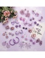 Fashion Large C Shaped Tube Purple  Silver Needle Flower Earrings
