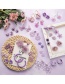 Fashion Five Petal Flowers Purple  Silver Needle Flower Earrings