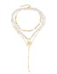 Fashion Golden Alloy Chain Pearl Lock Fringes Multi Layer Necklace