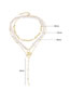 Fashion Golden Alloy Chain Pearl Lock Fringes Multi Layer Necklace