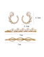 Fashion Golden Pearl Geometric Alloy Earring Hairpin Set
