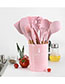 Fashion Nine Piece B Pink Solid Wood Handle With Bucket And Silica Gel Kitchenware