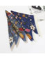 Fashion Blue Flower Printed Silk Scarves Small Scarves Versatile Uses