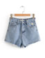 Fashion Cowboy Blue Sunflower Embroidery Floral Jeans Shorts