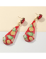 Fashion Red Resin-printed Drop-shaped Pineapple And Crystal Earrings