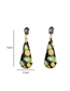 Fashion Black Resin-printed Drop-shaped Pineapple And Crystal Earrings