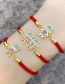 Fashion Red Rope Boy And Girl Copper Inlaid Zircons Cartoon Character Bracelet