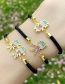 Fashion Boys And Girls Black Rope Copper Inlaid Zircons Cartoon Character Bracelet