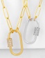 Fashion Silvery Copper Inlaid Zircon Oval Ring Thick Necklace