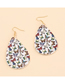 Fashion Sunflower Black And White Litchi Print Water Drop Pu Leather Sunflower Flower Butterfly Earrings