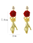 Fashion Golden Rose And Hand Shaped Diamond Crown Earrings