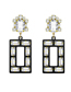 Fashion Black Square Diamond Geometric Cutout Earrings