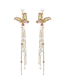 Fashion Golden Butterfly Long Fringe Pearl And Diamond Alloy Earrings
