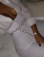 Fashion White K Geometric Hollow Water Ripple Ring Handmade Waist Chain
