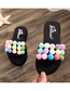 Fashion Color Matching Round Hair Ball Contrast Color Beach Slippers