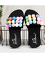 Fashion Color Matching Round Hair Ball Contrast Color Beach Slippers
