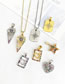 Fashion Golden Copper-inlaid Zircon Geometric Shape Wing Letter Necklace