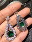 Fashion Green Drop-shaped Emerald Micro-set Zircon Hollow Earrings
