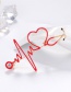 Fashion Red Ecg Brooch With Alloy Diamond