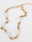 Fashion Golden Imitation Pearl Key Lock Alloy Stitching Necklace
