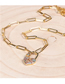 Fashion White Diamond-50cm Thick Chain Love Lock Set With Diamond Alloy Necklace