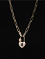 Fashion Color Diamond-40cm Thick Chain Love Lock Set With Diamond Alloy Necklace