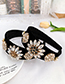 Fashion Black Alloy Diamond Flower Velvet Headband