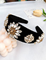Fashion Black Alloy Diamond Flower Velvet Headband