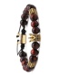 Fashion B Tiger Eye Beads Crown Shape Decorated Woven Bead Bracelet