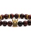 Fashion E Tiger Eye Set Crown Shape Decorated Woven Bead Bracelet Sets