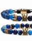 Fashion G Amethyst Set Crown Shape Decorated Woven Bead Bracelet Sets