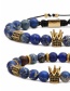 Fashion Blue Dot Set Crown Shape Decorated Woven Bead Bracelet Sets